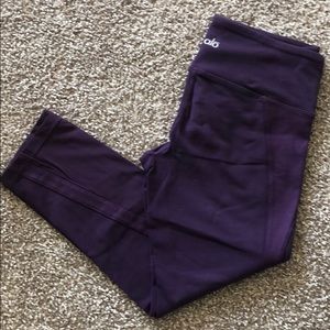 ALO Yoga Purple Crop Yoga Pants with Mesh Detail